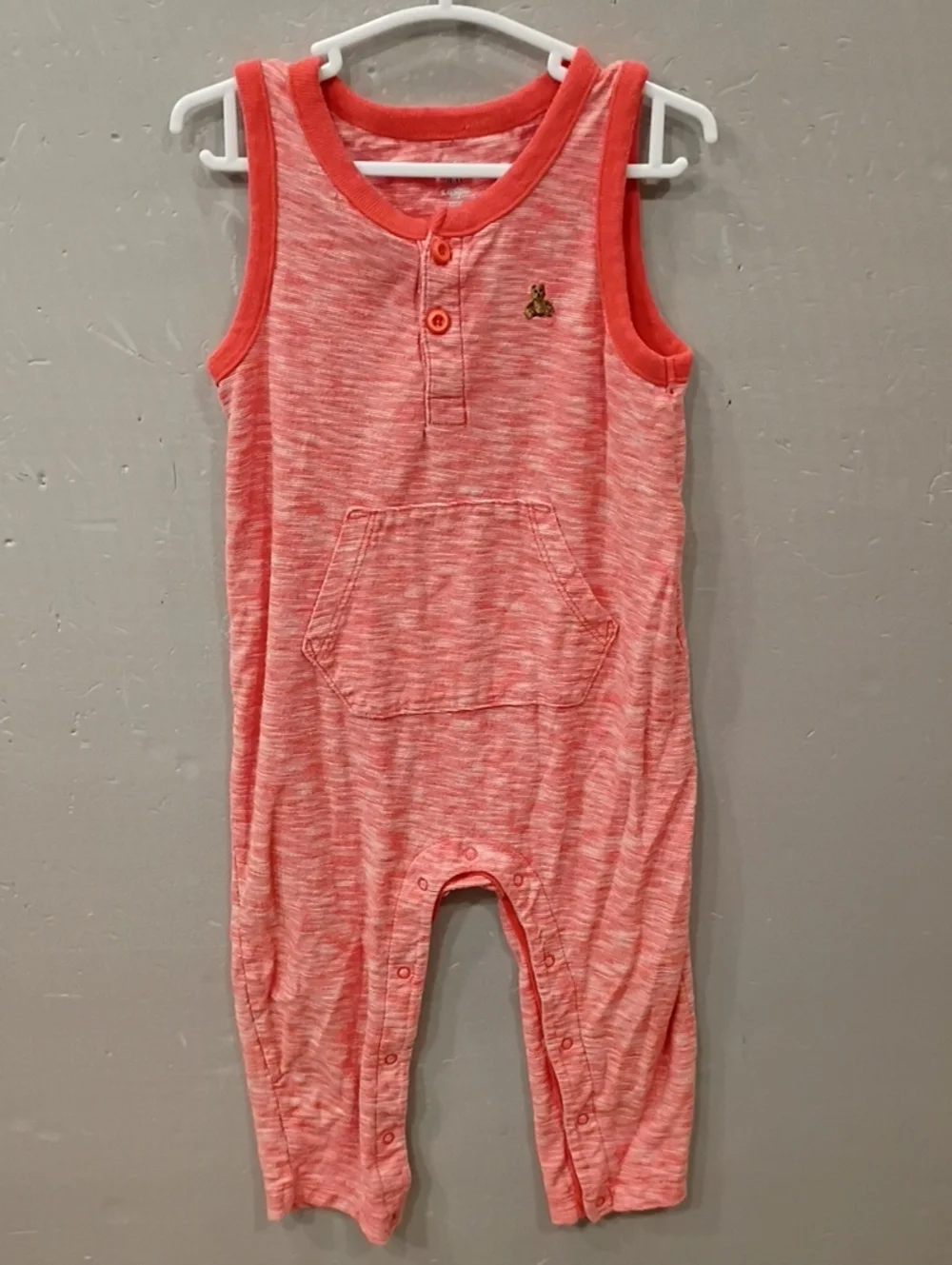 Baby GAP Coral Mélange Sleeveless Romper with Pocket